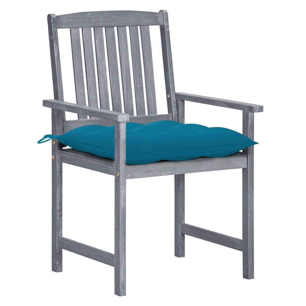 Sedie da Giardino con Cuscini 8 pz in Massello di Acacia Grigie cod mxl 8540