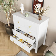 OKWISH Cassettiera Contenitore con 5 Cassetti, Frontali Strutturati e Maniglie Dorate, per Camera o Ingresso, Bianca
