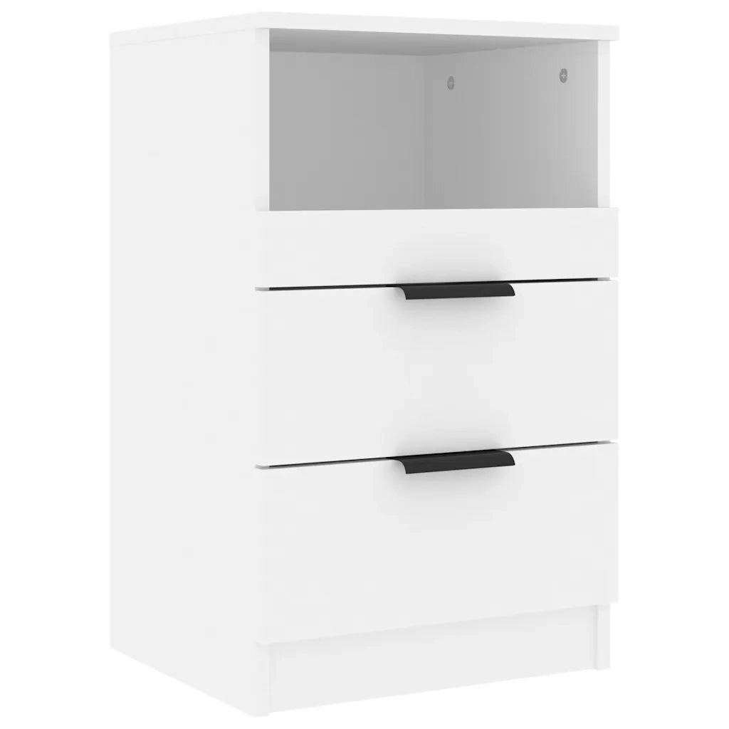 Comodini a Muro 2 pz-Set di 2 Tavolino da notte Bianchi in Legno Multistrato