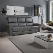 Divano 3 posti recliner elettrici in vera pelle grigio scuro Claus 211x77x103H