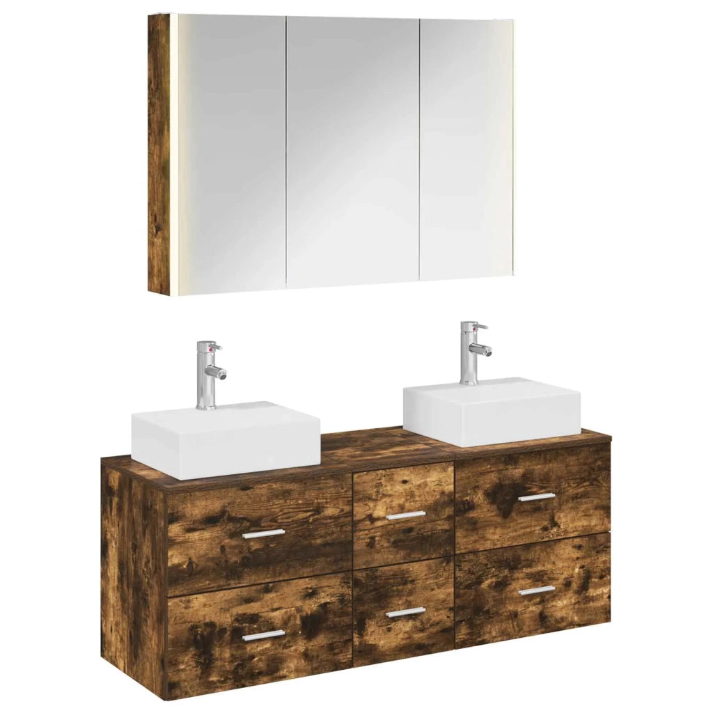 Set di mobili per il bagno 4 pcs Rovere Fumo 3406827