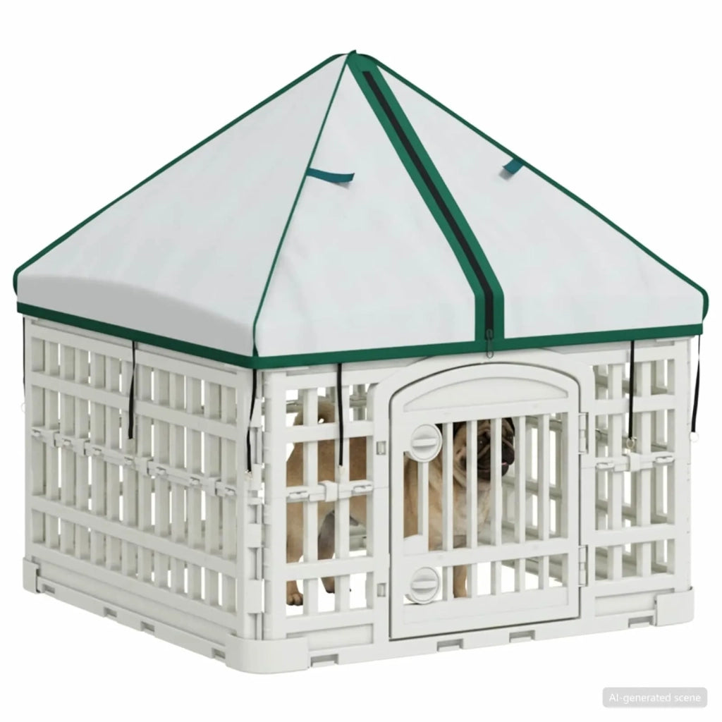 Pannello per cani a 4 sezioni con tetto Bianco 63 x 63 x 67 cm 42027214