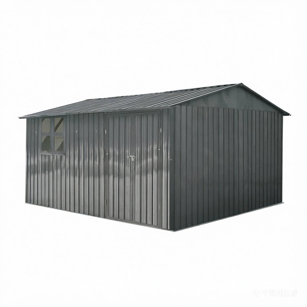 Casetta da Giardino in Metallo con Finestra ¨C MINIMAL ¨C Grigio, 362x285.5 cm