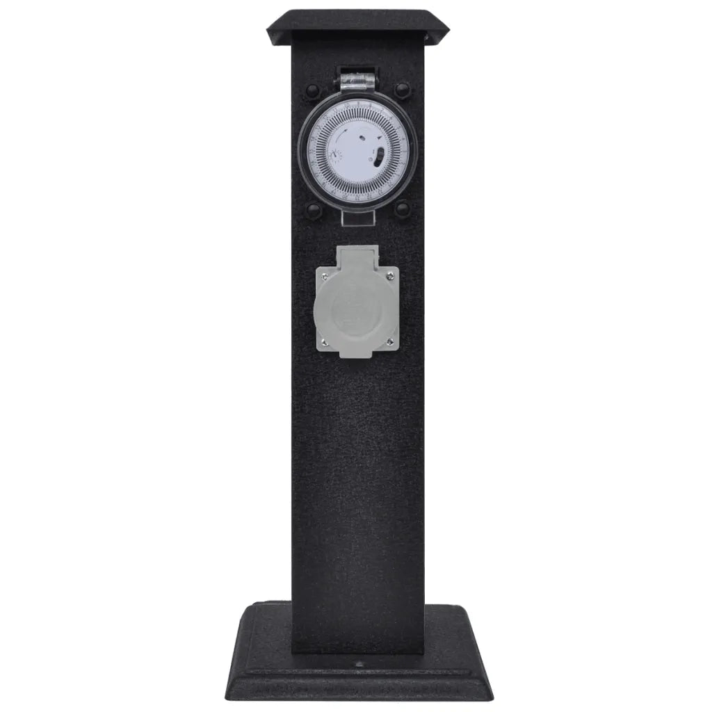 Presa Elettrica da Giardino a Pilastro Nero con Timer CFW2983510