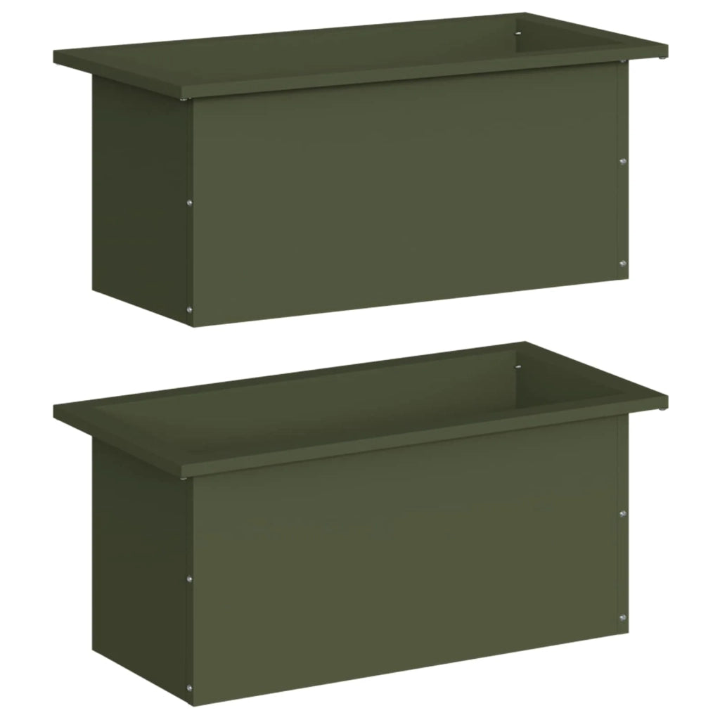 Fioriera da giardino con LED 2 pz Verde Oliva 30 x 60 x 30 cm 8008091