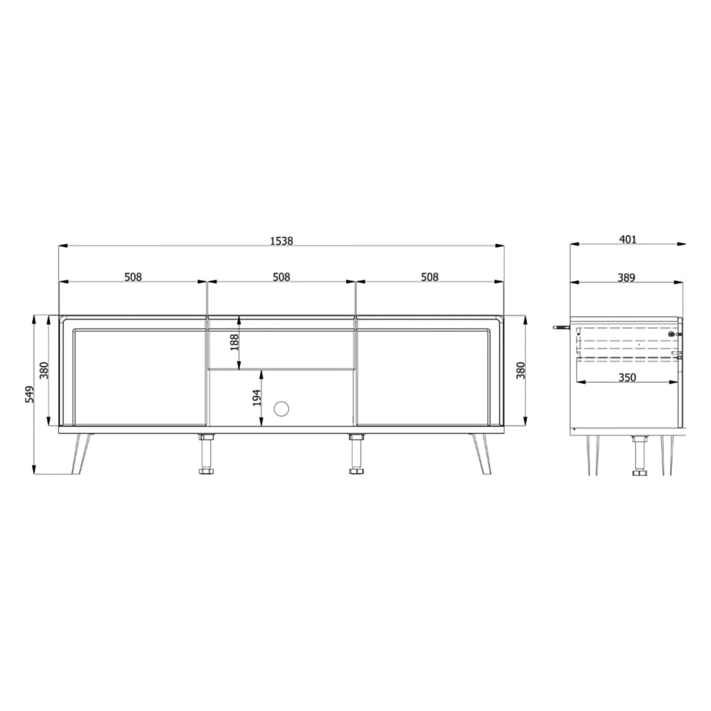 Stra, Mobile Porta tv un Cassetto, 154x40x55h cm Bianco