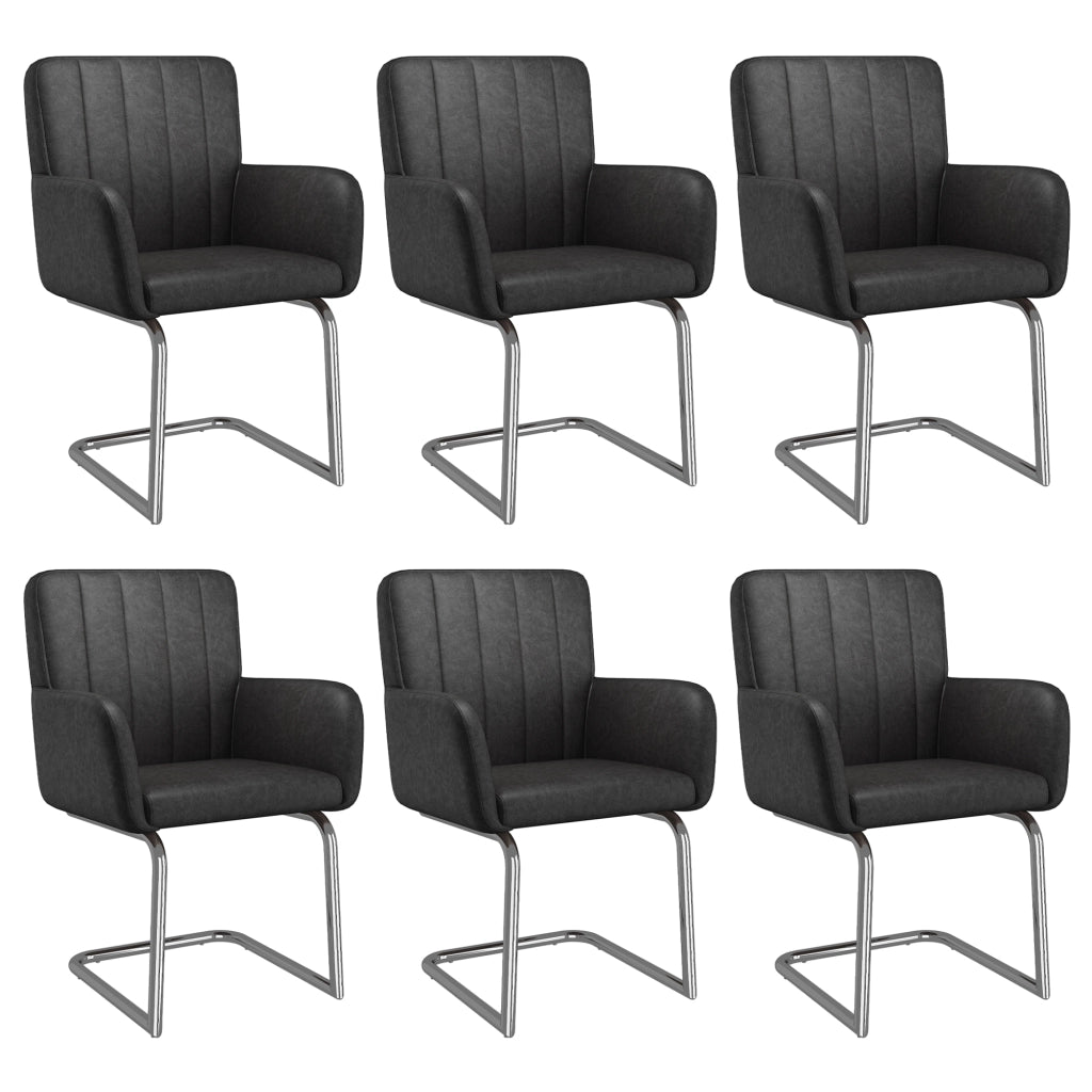 Set di 2 sedie da pranzo in PU nero con gambe in metallo a Z