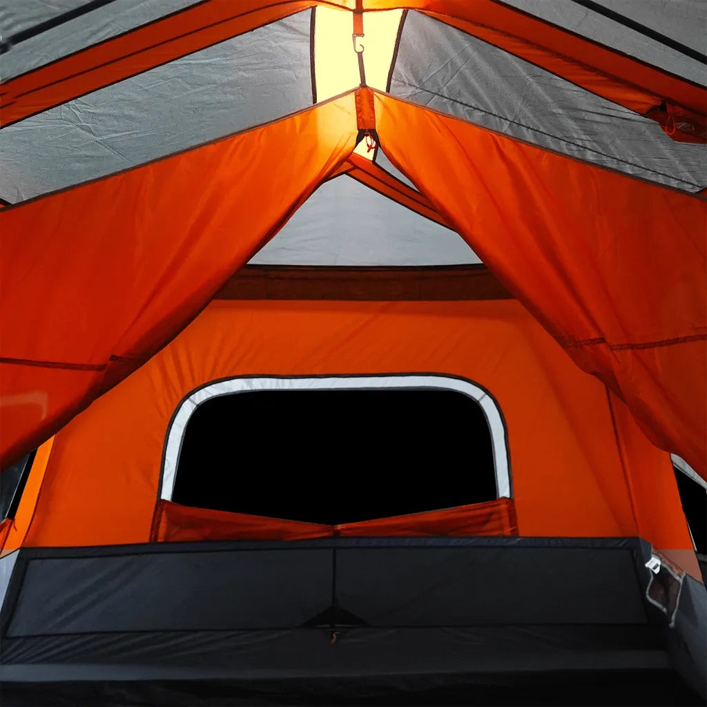 Tenda Famiglia LED 10 Persone Grigio/Arancione Rilascio Rapido 94303