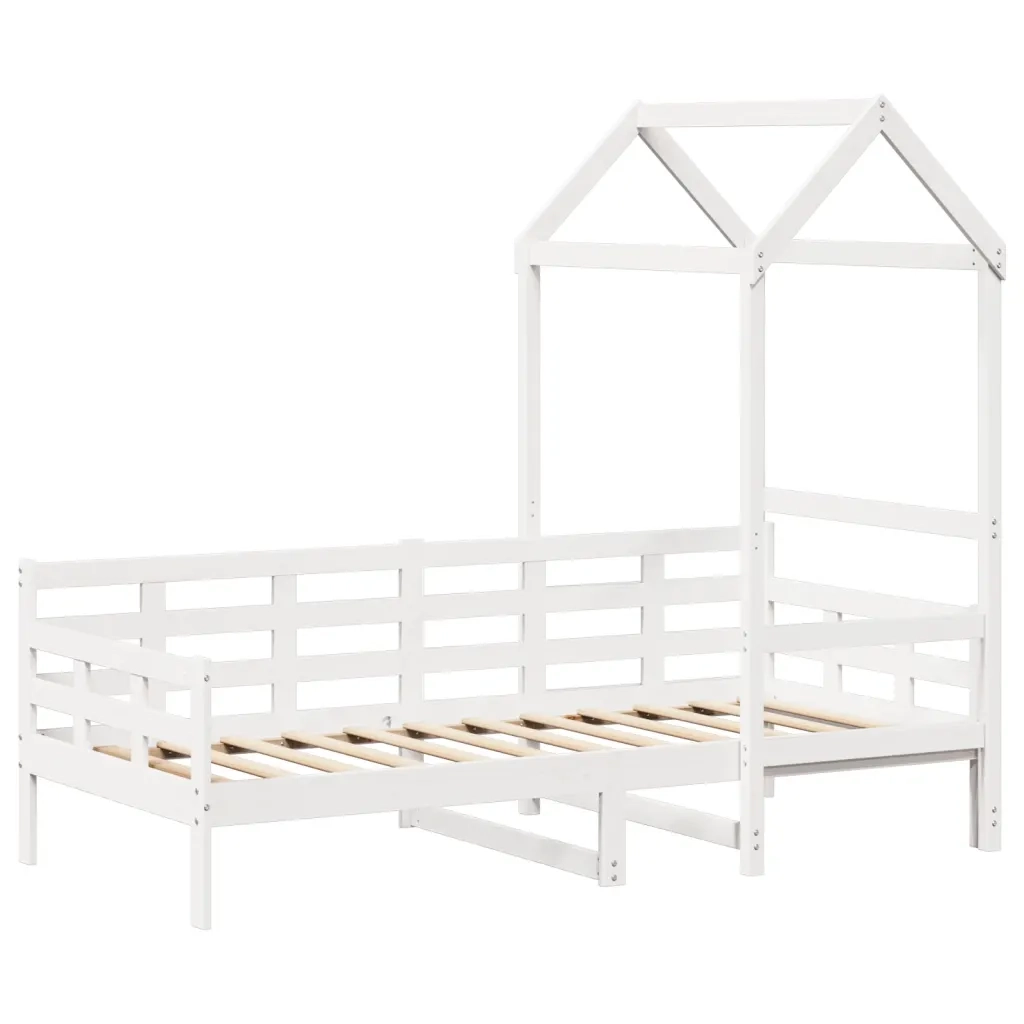 Letto singolo | Letto per adulti | Dormeuse con Tetto 80x200 cm Bianco in Legno Massello di Pino