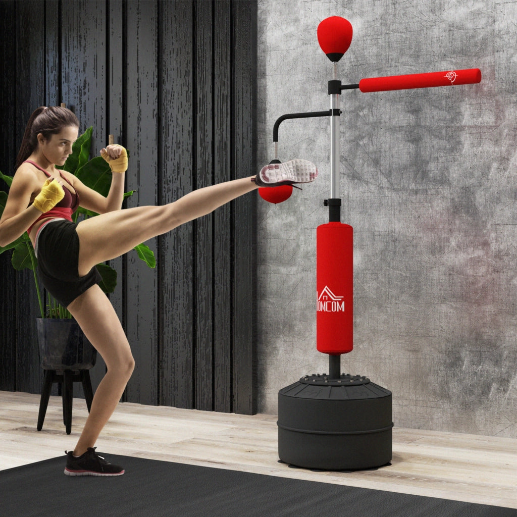 Sacco da boxe con supporto 4 in 1 ¨C zephmum ¨C rosso 88x50x160-230 cm