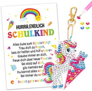 Maniglia di appoggio per chiavi Fortunata - Unicorno - Regalo per la prima giornata di scuola - Ragazze - Carta di iscrizione - Pennello per riempire
