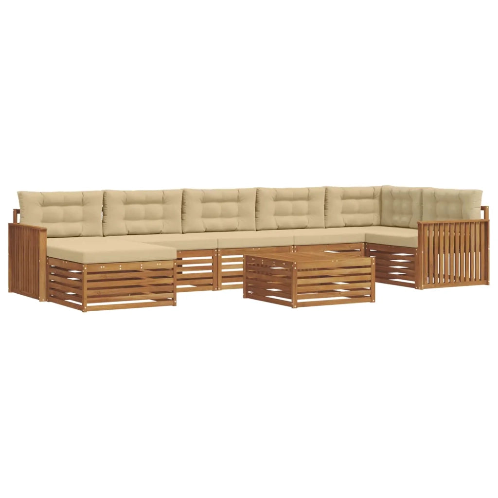Set di divani da esterno con cuscino 8 pcs Naturale e Beige