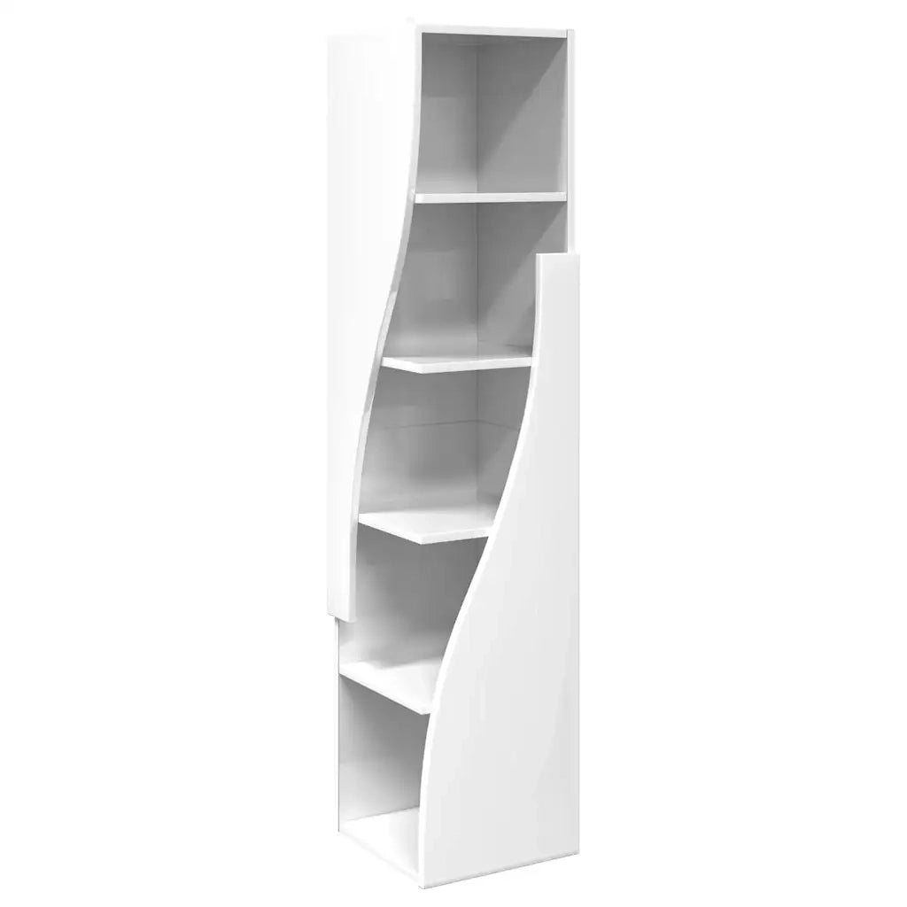 Mobile angolare Bianco Lucido 32x32x140cm Legno multistrato