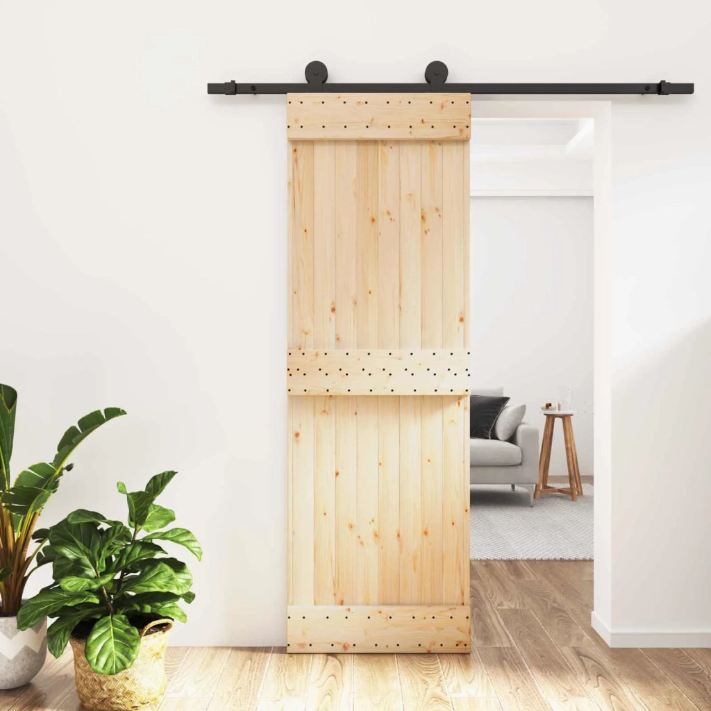 Porta scorrevole Naturale e Nero 70 x 210 cm 3444971
