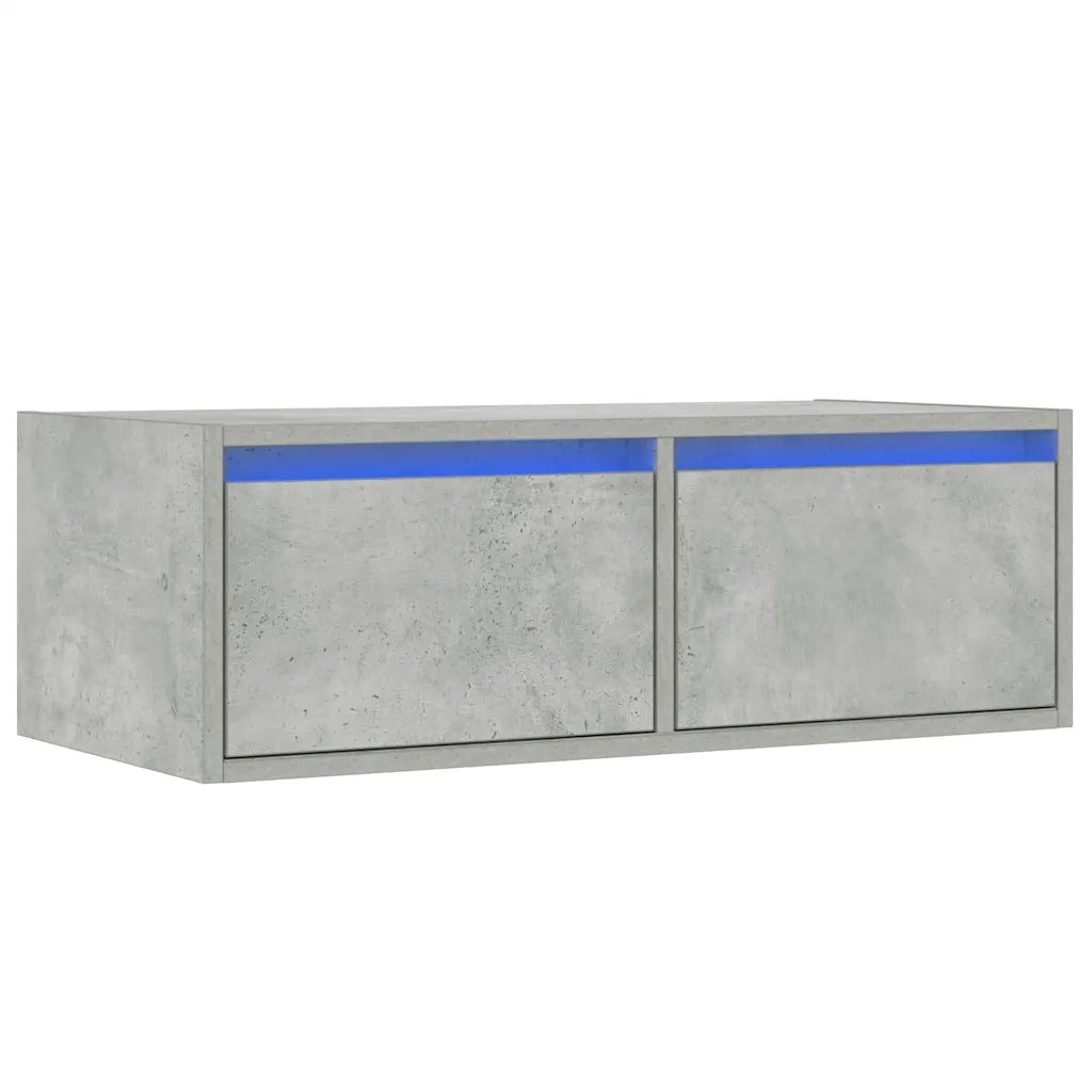 Mobile Porta TV con Luci LED Grigio Cemento 75x35,5x25 cm