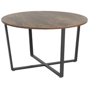 Tavolino da caffè in legno scuro con piano in MDF Nero gambe in metallo 80 cm industriale rotondo soggiorno