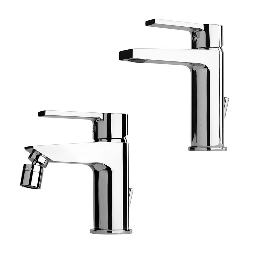 Set miscelatore lavabo e bidet in ottone cromato con sistema energy saving Le Mans Paini