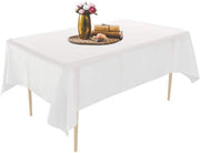 Pacco di 10 tovaglie da tavolo in plastica monouso 137 x 274 cm, copertura da tavolo premium rettangolare per catering, feste, matrimoni o uso domestico - bianco
