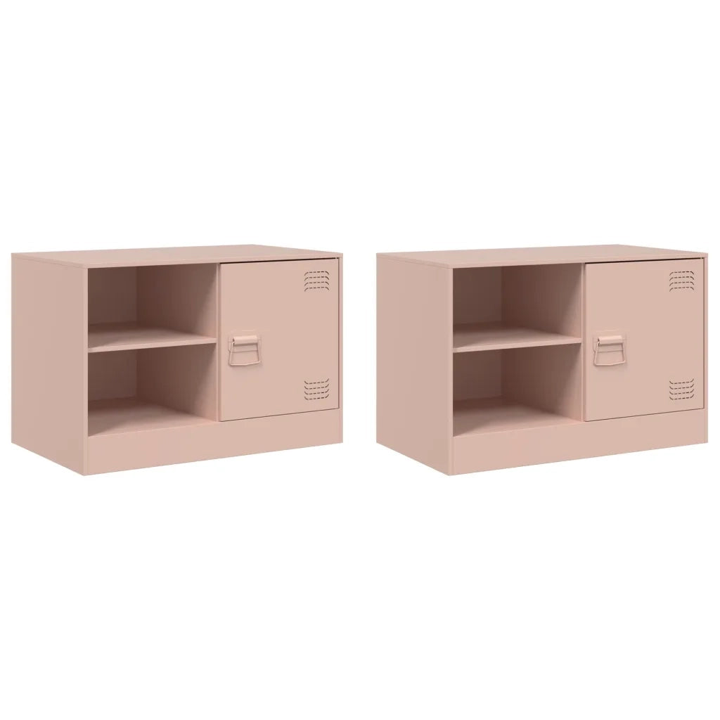 Mobili TV 2 pz-Set di 2 Credenza per TV Rosso 67x39x44 cm in Acciaio 203750