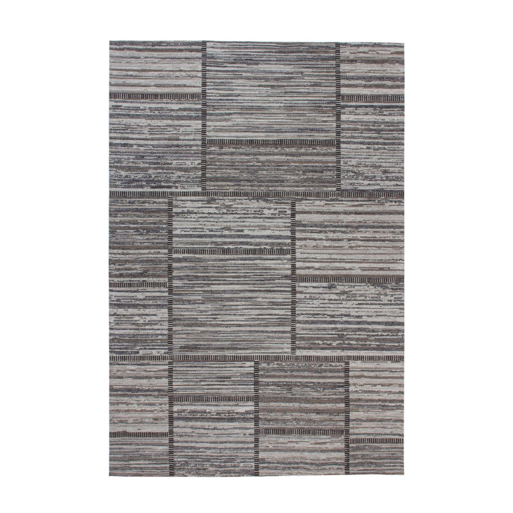 Tappeto Jacquard Phoenix 102 in Lana Grigio e Naturale