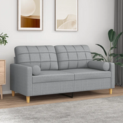 Divano a 2 Posti con Cuscini-Sofa 2 Posti con Cuscini Grigio Chiaro 140 cm in Tessuto 778434