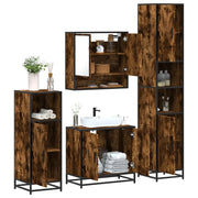 vidaXL Set Mobili da Bagno 4 pz Rovere Fumo in Legno Multistrato
