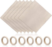 Set di 6 tovaglioli di stoffa in lino di cotone 45 x 45 cm e anello di servizio in legno scuro, arancio chiaro, tovaglioli di lino di cotone, lavabili, decorazione da tavola per matrimoni, compleanni, cene