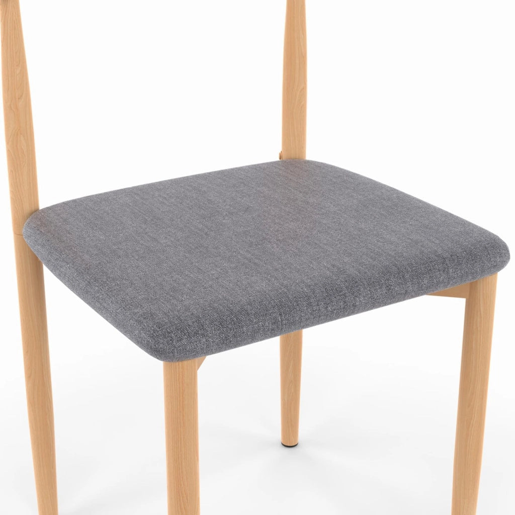 Set di 6 sedie da pranzo NOE in finto legno con sedute in tessuto grigio chiaro