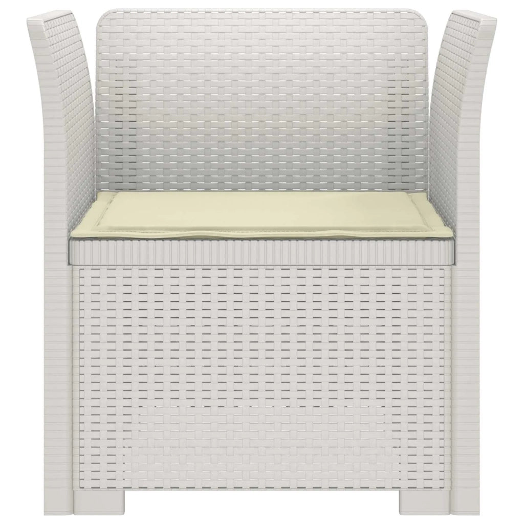Sedia da giardino-Poltrona a 1 Posto con Cuscino Aspetto Rattan PP Bianco 139651