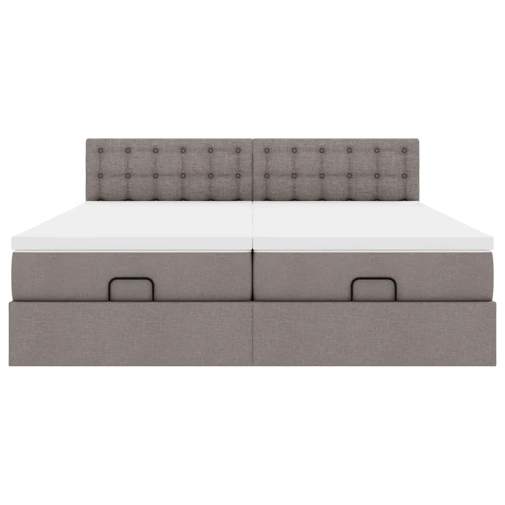 Struttura Letto Pouf con Materassi Tortora 160x200cm in Tessuto 3312033