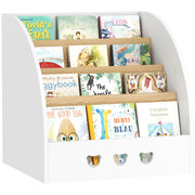 Scaffale per Bambini 4 Ripiani ¨C Zephmum ¨C Bianco e Naturale 60x53x60