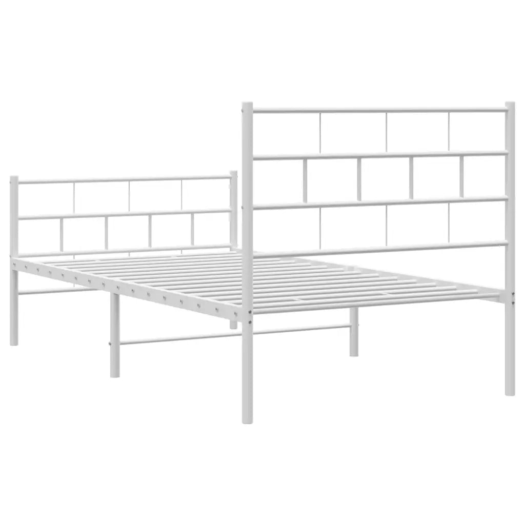 Giroletto con Testiera e Pediera Metallo Bianco 90x200 cm 355719