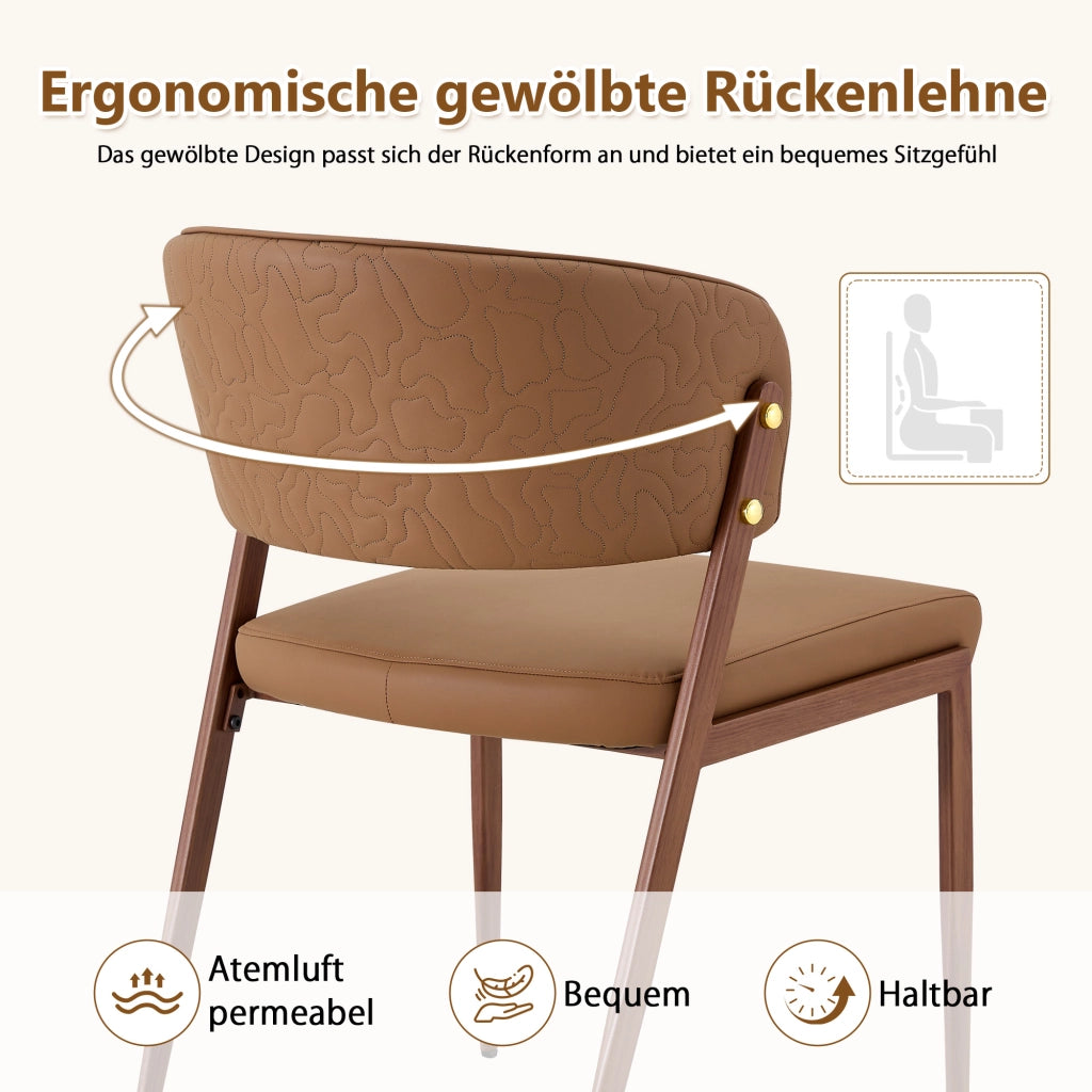 SEDIA DA PRANZO MODERNA IN PU E METALLO 78 CM MARRONE, Set da 2 pezzi