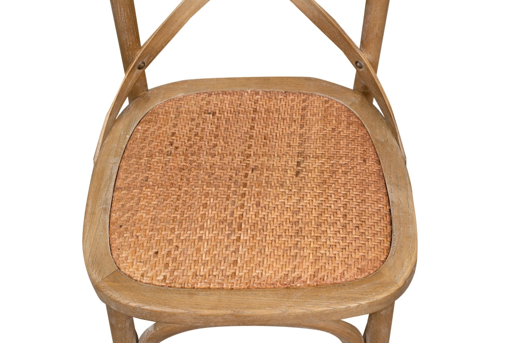 Biscottini Sedia Thonet in massello di frassino e seduta rattan finitura legno invecchiato 48x52x88 cm