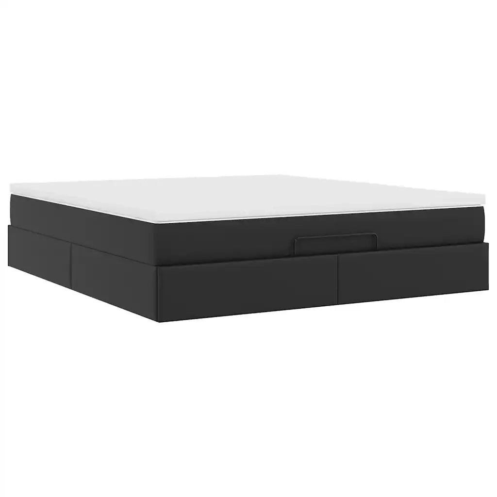 Struttura Letto Pouf con Materasso Nero 180x200 cm Similpelle 3311051