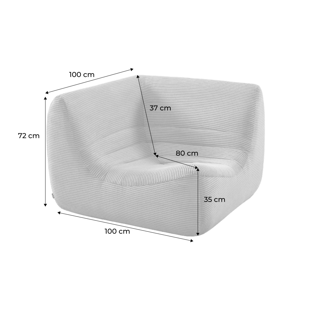 Poltrona angolare in velluto a coste, 1 posto, beige scuro