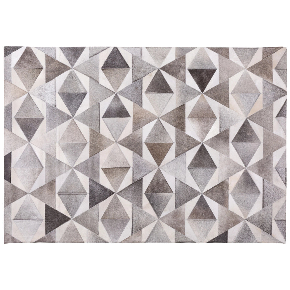 Tappeto tappetino Grigio Pelle 160 x 230 cm Patchwork Pelle Bovina Geometrico Rettangolare Moderno
