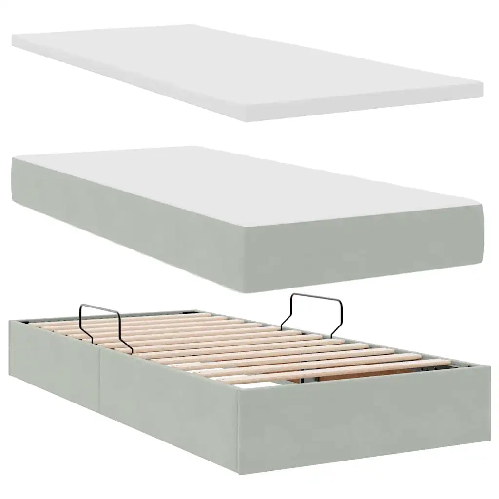Letto con Contenitore Grigio chiaro 100 x 200 cm Velluto