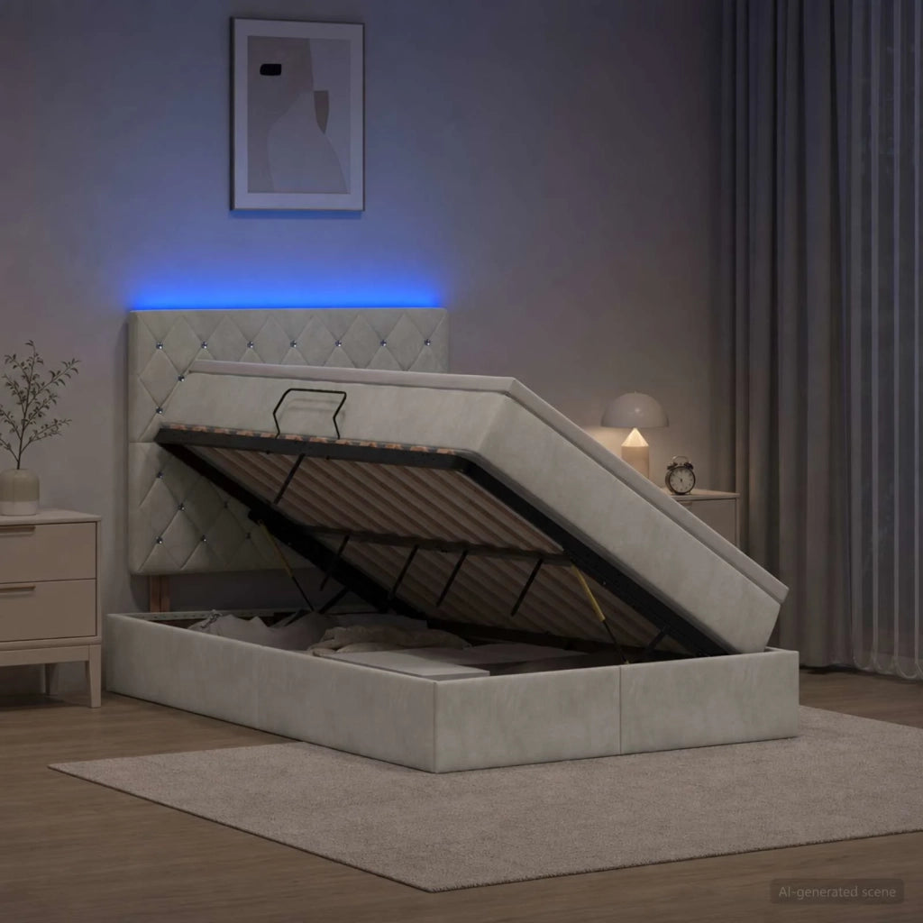 Letto con contenitore LED e materasso Grigio Chiaro 3460062