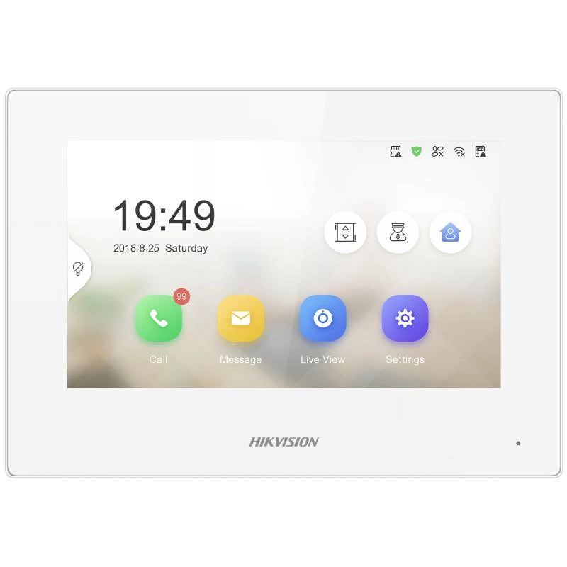Monitor Bianco Hikvision Display interno 7" Touch Screen Intercom POE