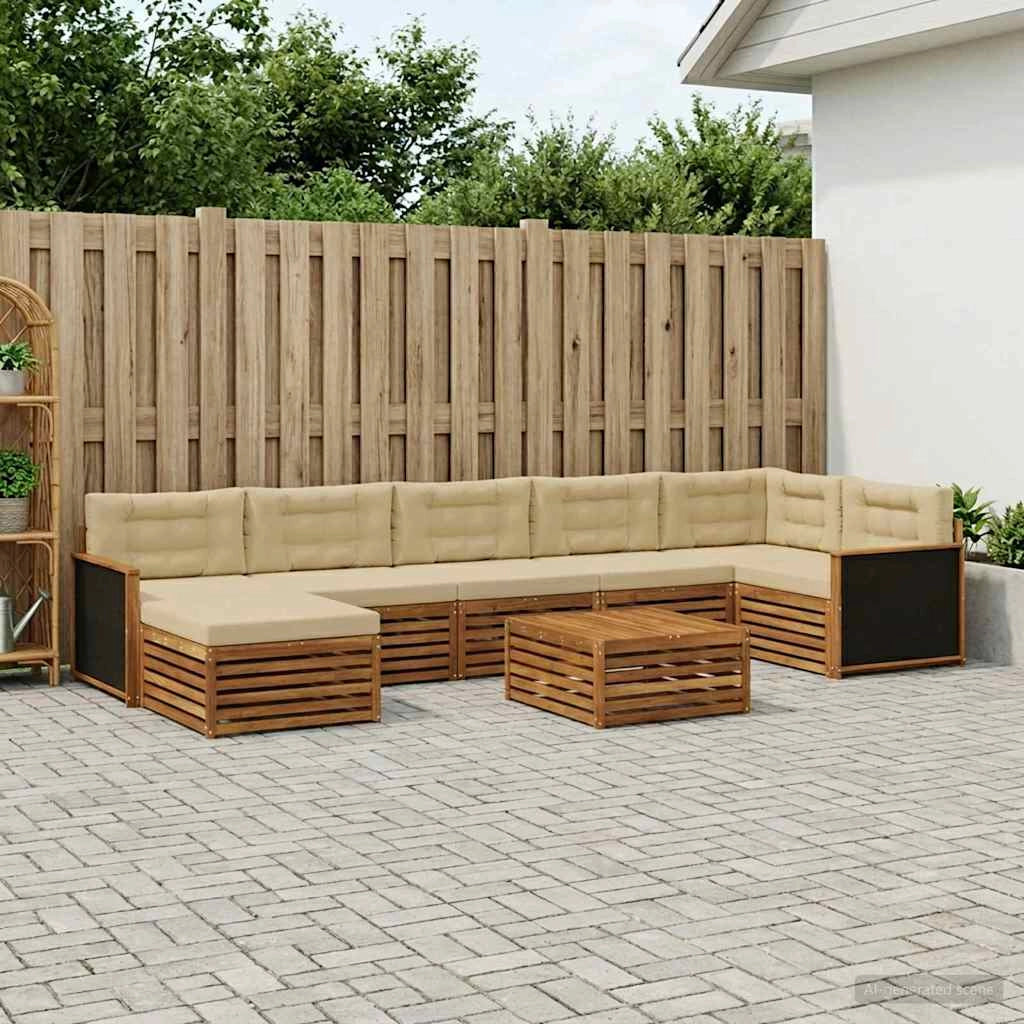 Set di divani da esterno 8 pz Naturale e Beige 3383646