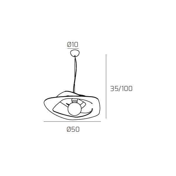 Lampadario a sospensione moderno 1 luce sabbia Warped d.50 cm - Attacco E27 - Design geometrico