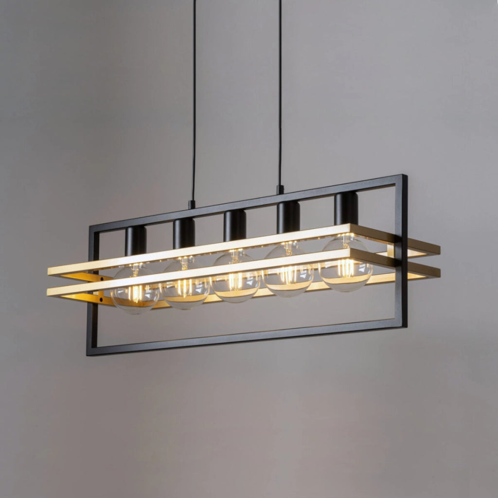 Lampada a sospensione loft 5 luci nero/oro Merci Sigma
