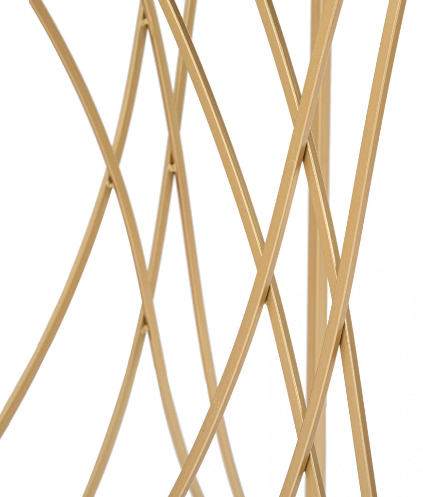 Console elegante, in metallo dorato, con piano in vetro a specchio, colore oro, Misure 40 x 80 x 120 cm