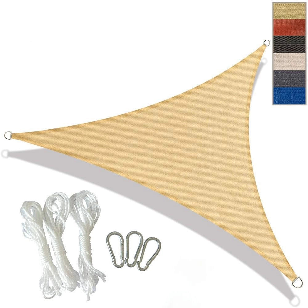Vele Parasole Telo da Sole in HDPE Protezione Solare Respirante Anti UV Garden Backyard Terrace Pool Party Speciale Triangolo Esterno Rettangolare (6 * 6 * 6M,Beige)