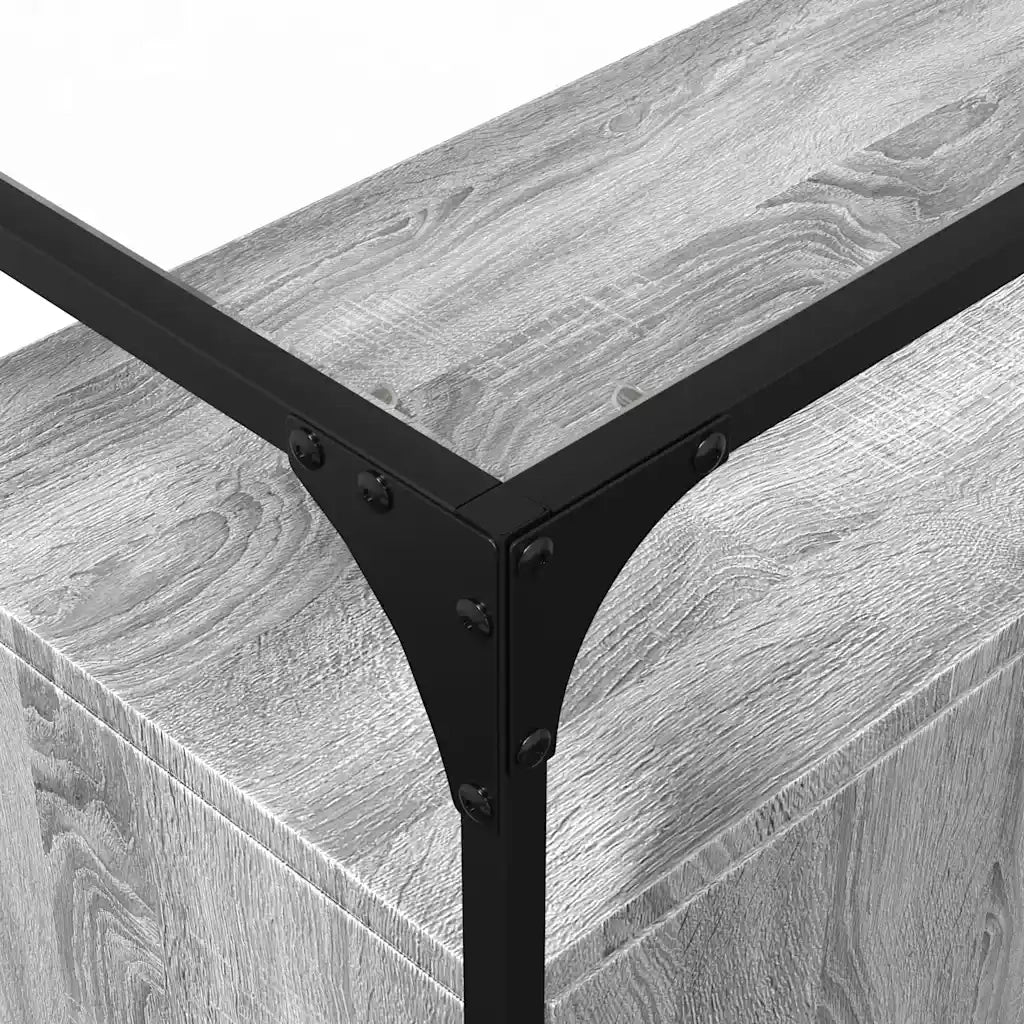 Credenza | Madia | Buffet da pranzo | Armadio da pranzo Piano Vetro Grigio Sonoma 98x35x81cm Legno Multistrato