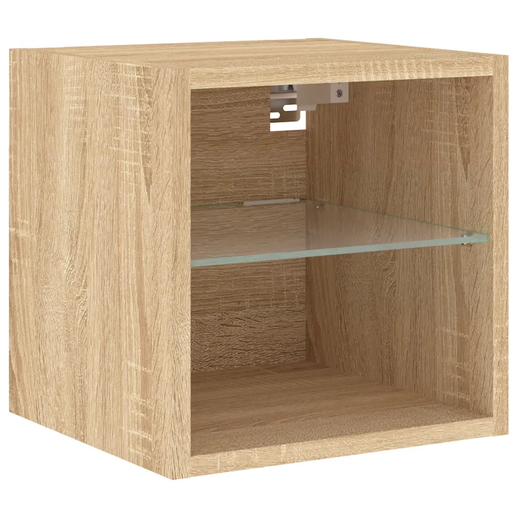 Mobili TV a Muro con LED 4pz Rovere Sonoma Legno Multistrato 3216713