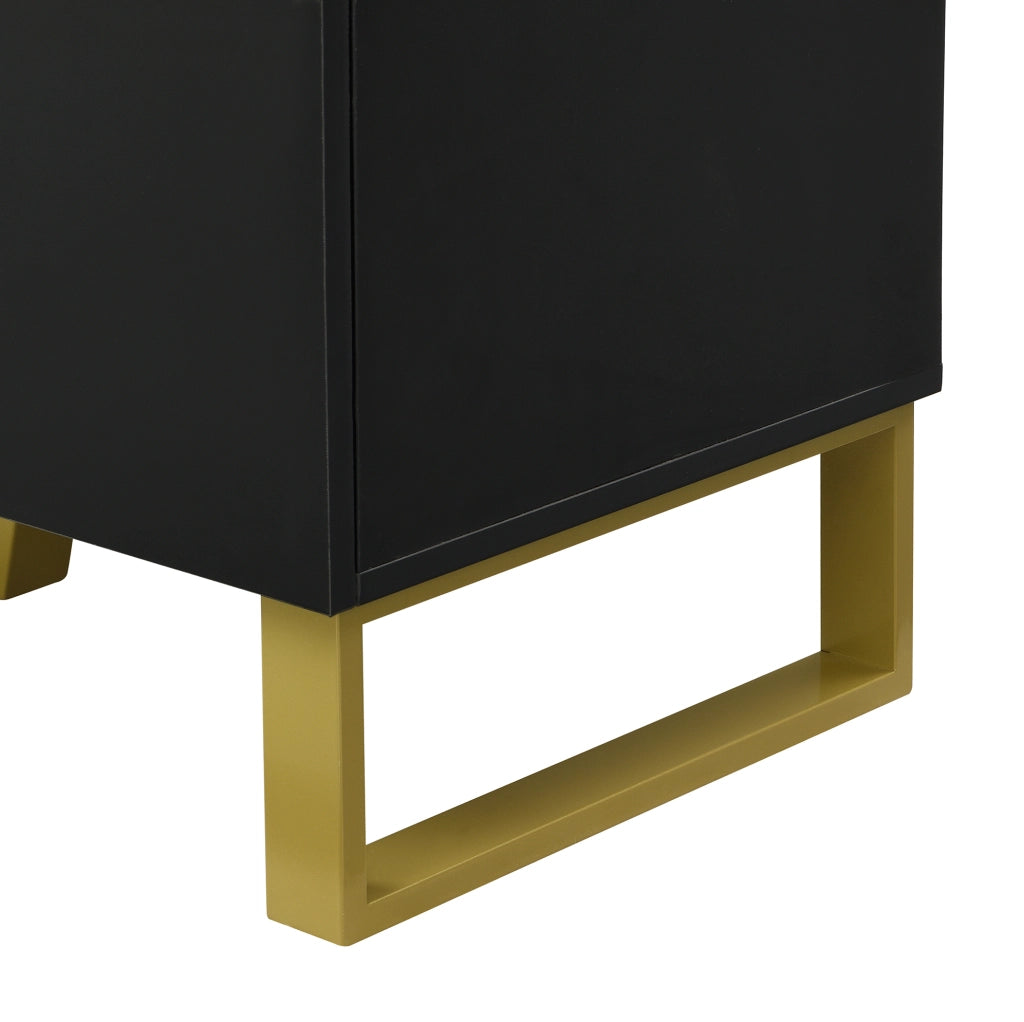 Scarpiera multifunzione con panca e cuscino; 120x35x85 cm; MDF nero lucido con dettagli oro