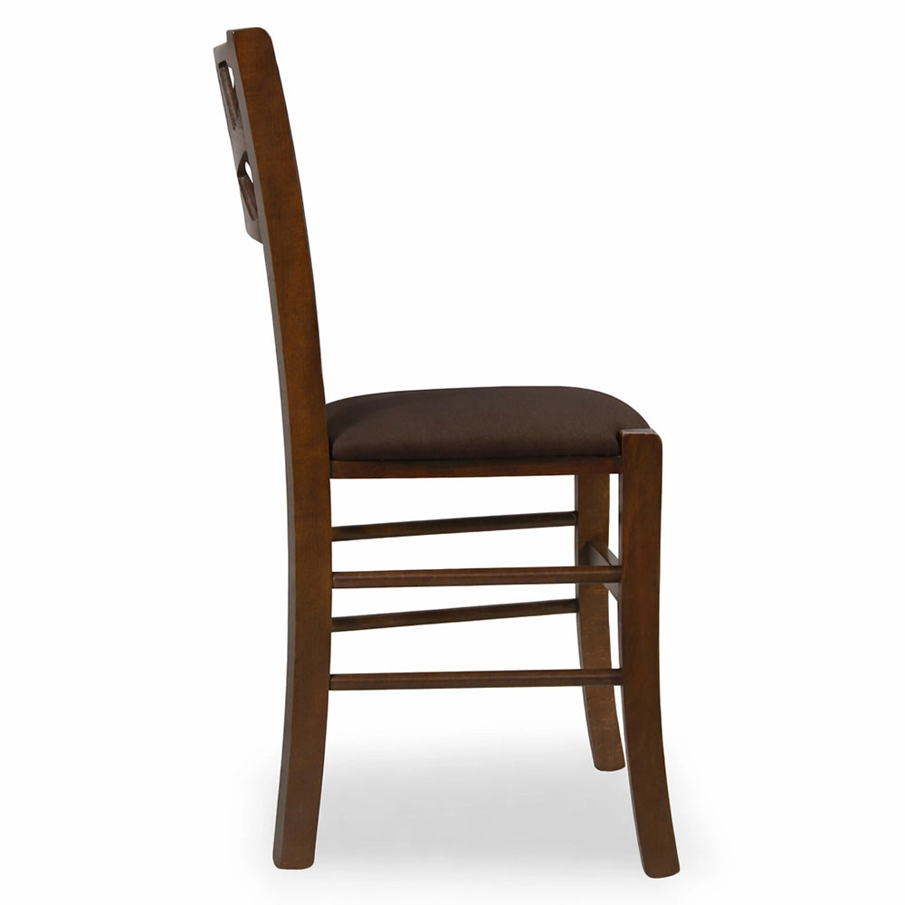 Sedie sala pranzo Sissy in legno noce scuro seduta imbottita marrone set da 2