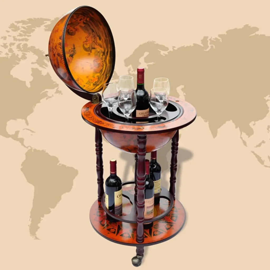 Minibar a Forma di Globo con Supporto in Legno di Eucalipto  cod mxl 53926